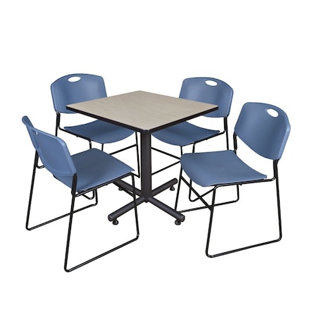 Kobe Kobe Square Table & Chair Set, Wood, Metal, Polypropylene Top TKB3030PL44BE